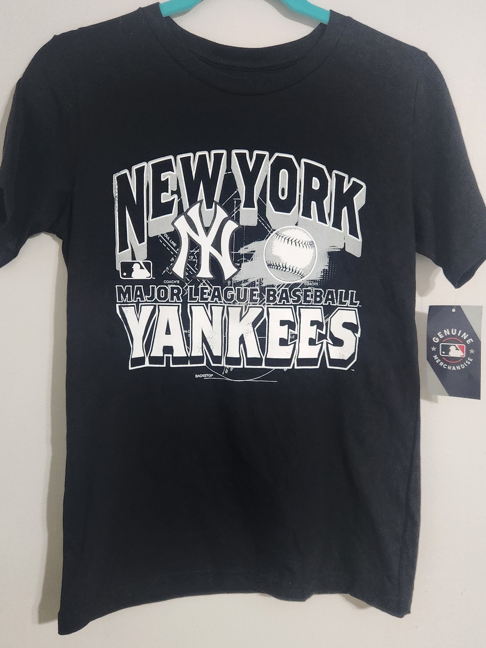 MLB Genuine Merchandise Kids New York Yankees Black Tee, size L 12/14, NWT